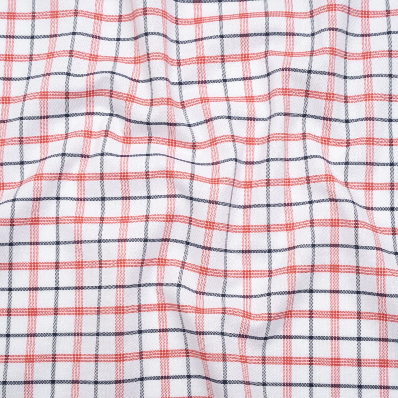 1 Yard Red Navy White Plaid Pima Cotton Oxford Shirting Fabric